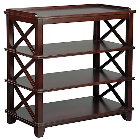 Casual Dining Room Side Table with Open Storage and Criss-Cross Pattern